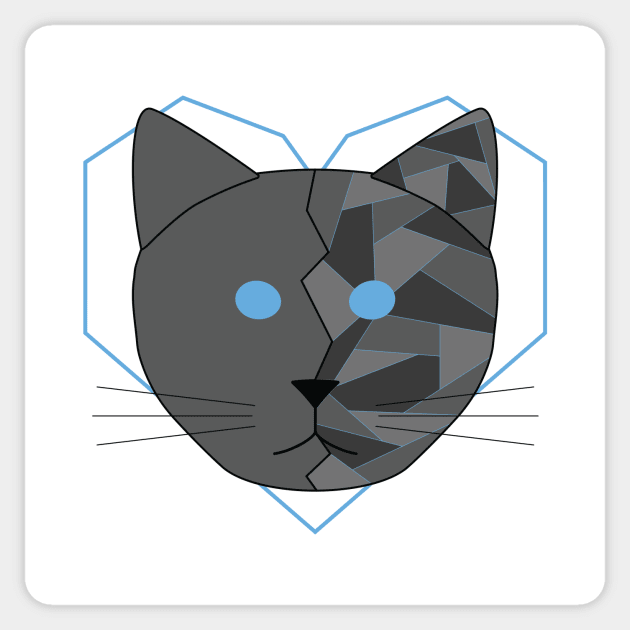 Gray Geometric Cat Sticker by Kali Farnsworth